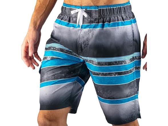 Kanu Surf Men's Black/Aqua Swim Trunks (M)