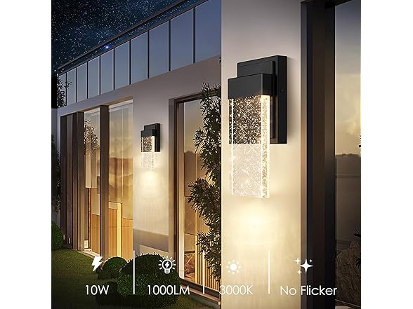 BesLowe Outdoor Wall Light Fixtures with Crystal Bubble Glass