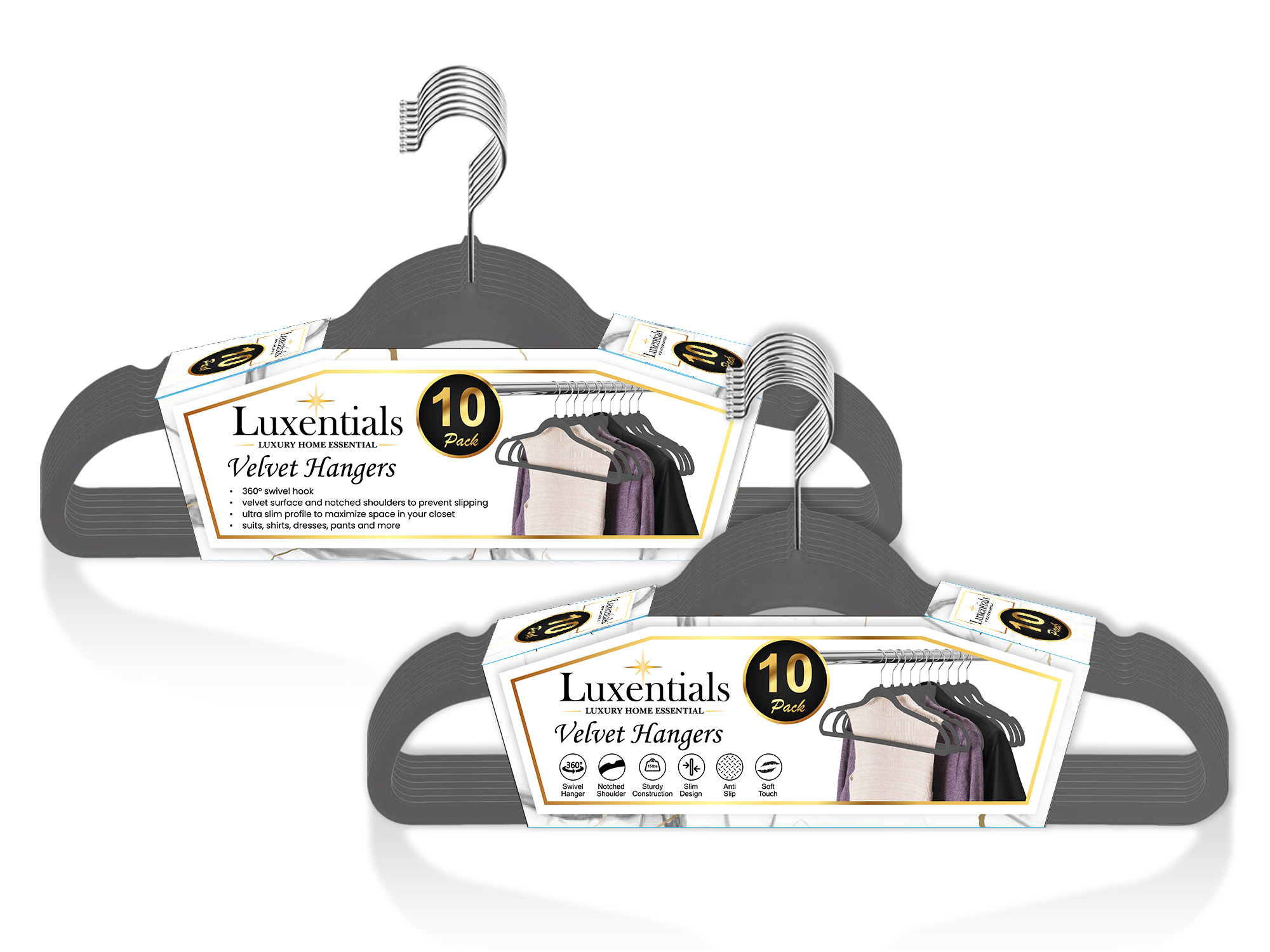 10-Pack Non-Slip Velvet Hangers - Gallery 11