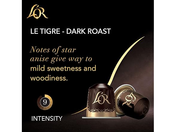 L'OR Coffee Pods, 10 Count Le Tigre Dark Roast