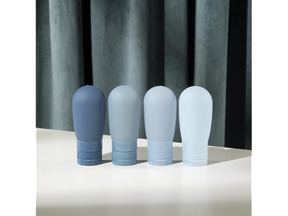 MIAMICA Silicone Bottle Set - Clear/Blue, 8-Piece Set