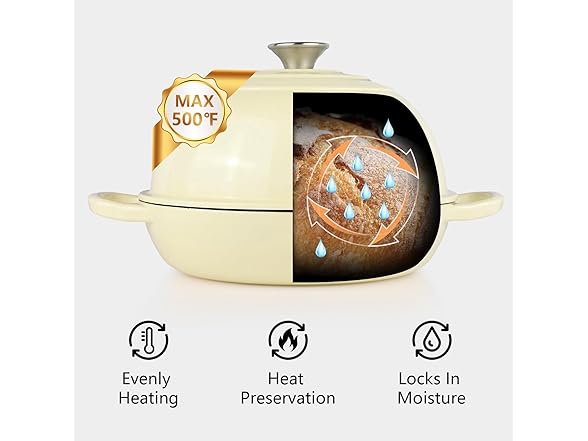 6QT Bread Dutch Oven Pot with Lid
