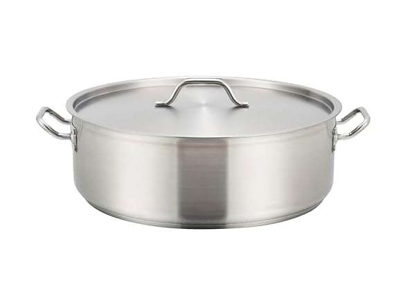 Winco 30 qt Stainless Steel Brazier with Lid