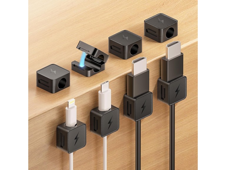 Canisflax 8 Pack Magnetic Cable Clips, Phone Cord Holder