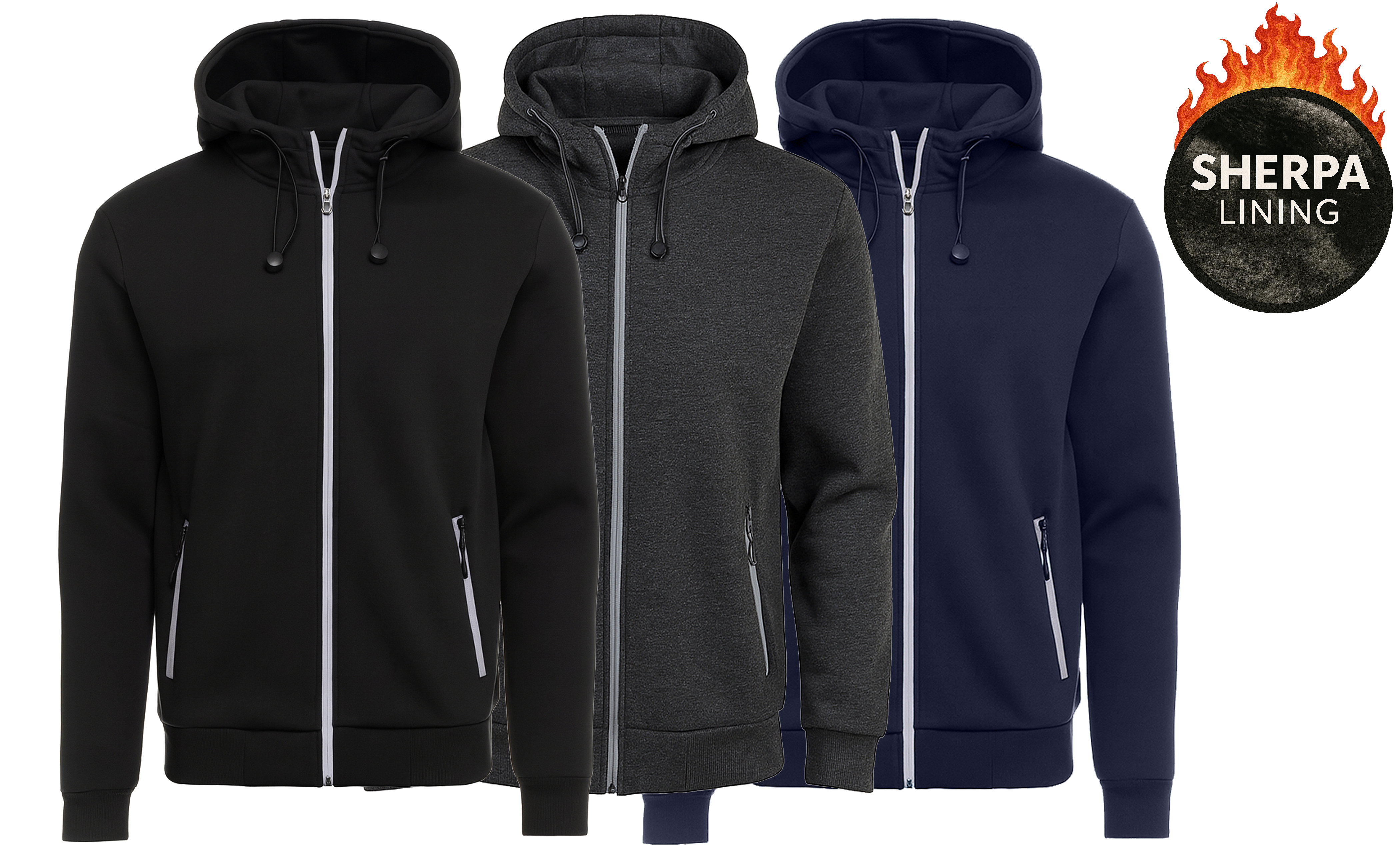 3Pk Mens Sherpa Classic Tech Zip Hoodie - Gallery 15
