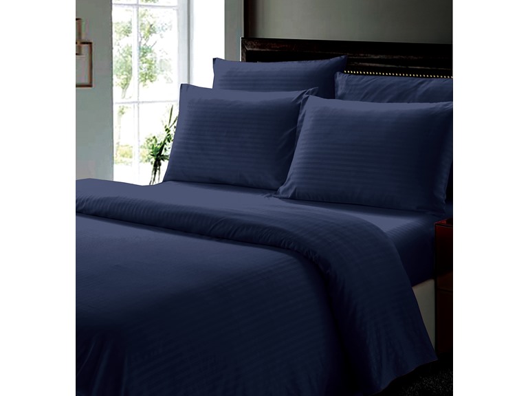 Noble House NH-6 Pcs Dobby Stripe Sheet Set - QN-Navy Que