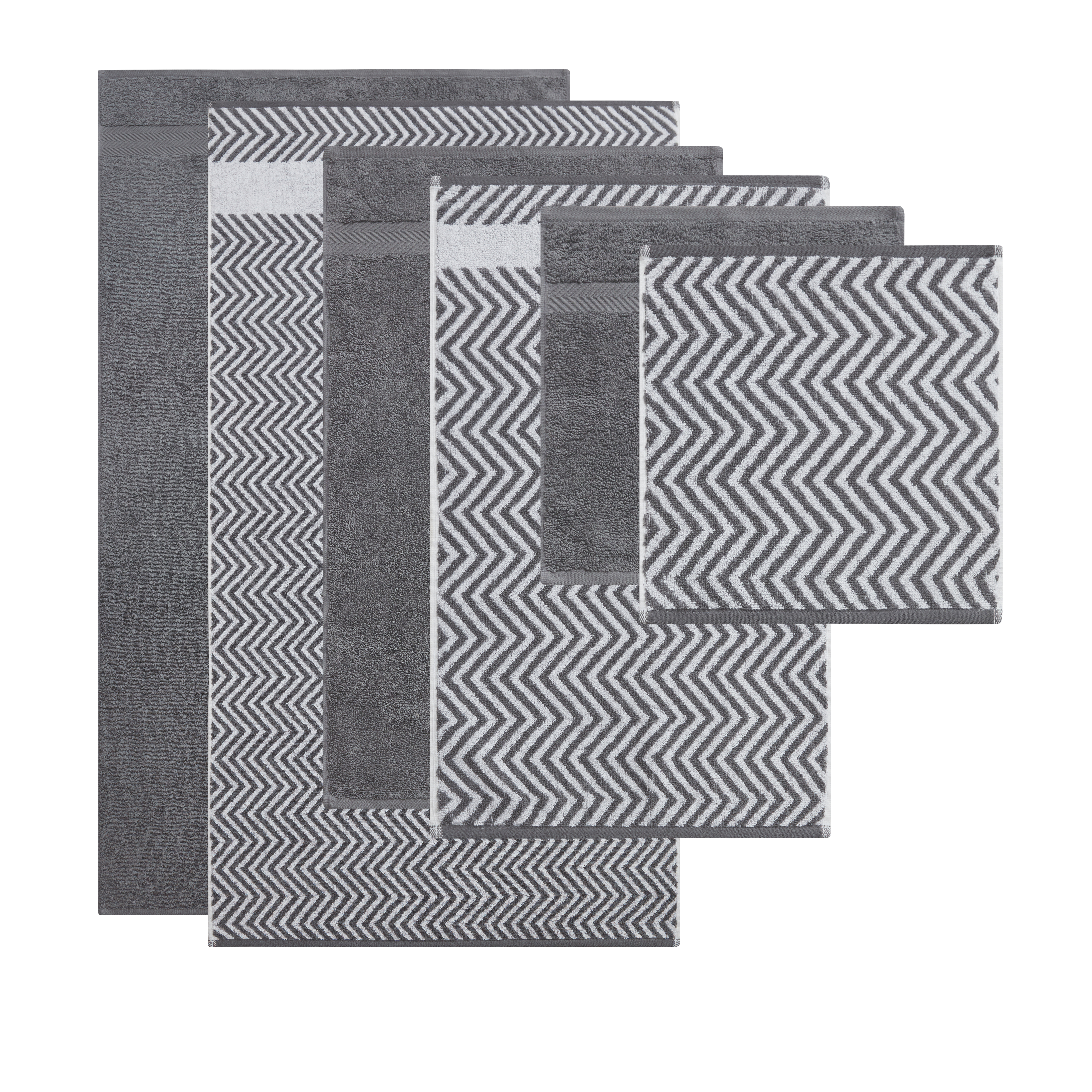 6 Piece Chevron Jacquard Towel Set - Gallery 18