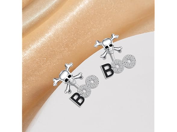 Sterling Silver Skull Boo Post Earrings