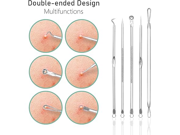 Pinkiou Blackhead Remover Comedone Pimple Popper Tool 