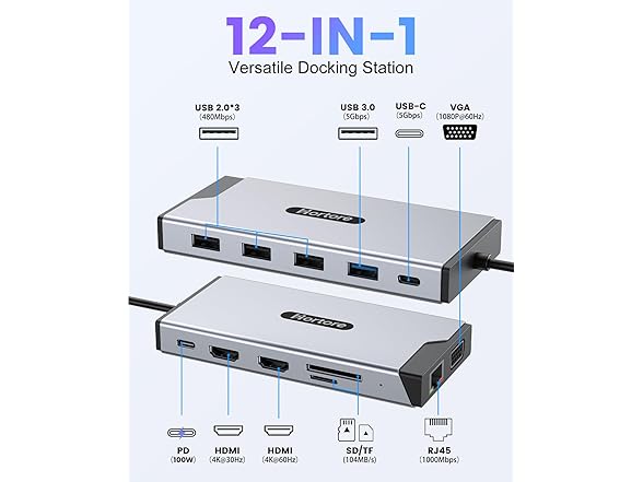 Hortore 12-in-1 USB Docking Station