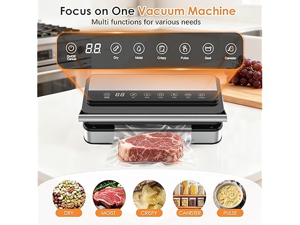 VUSIGN Vacuum Sealer Machine with Strong -85KPA Suction