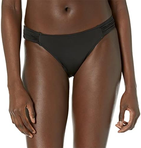 Amazon Essentials Women's Side Tab Bikini Swimsuit Bottom, Washed Black, Large
