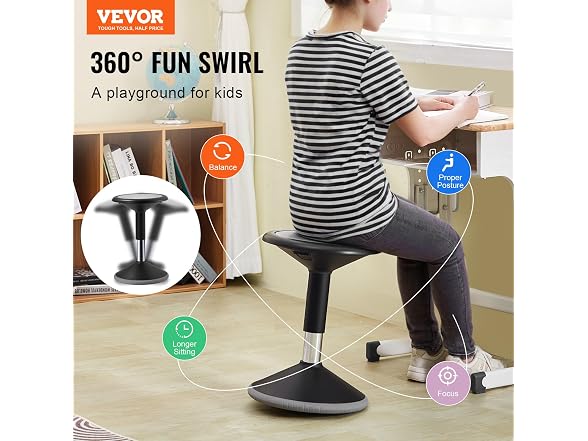 VEVOR Wobble Chair, Height-Adjustable