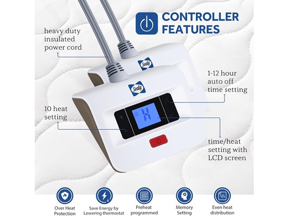 Sealy Heated Mattress Pad Luxury Quilted Electric Bed Warmer