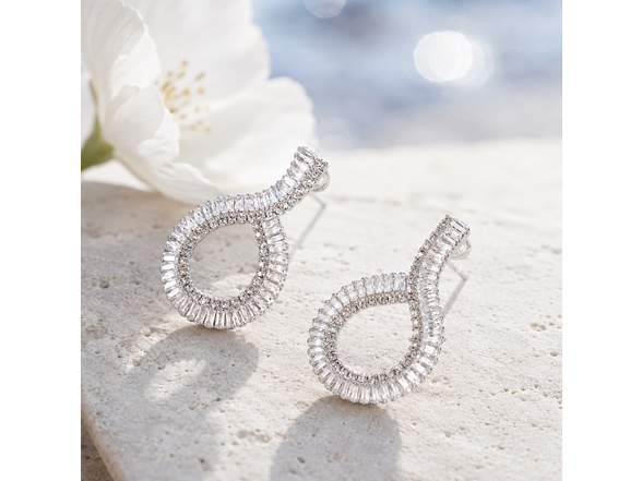 Silver Twisted CZ Drop Earrings