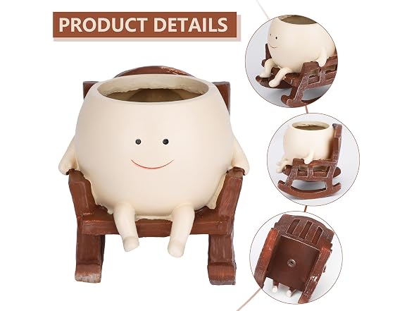 Boomluck GAR-57 Rocking Chair Flower Pot Planter
