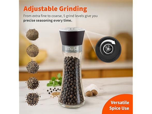 IMUSA Salt Shaker and Pepper Grinder Set – 2 Pack