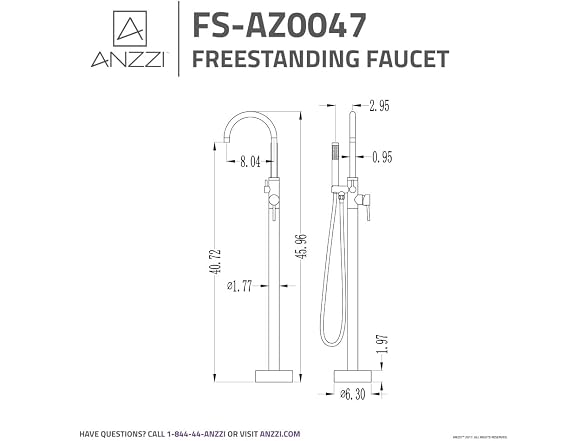 ANZZI Coral Series 2 Handle Floor Mount Freestandi