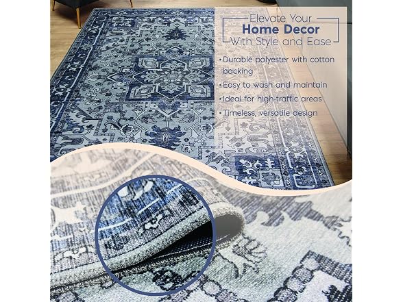 L'Baiet Lyla Blue Traditional 8x10 Area Rug
