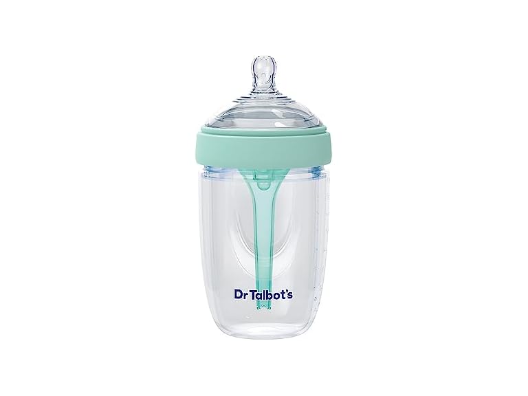 Dr. Talbot's Silicone Anti-Colic Bottle - Self-Sterilizing Baby Bottle for Newborns - 8 oz - Aqua