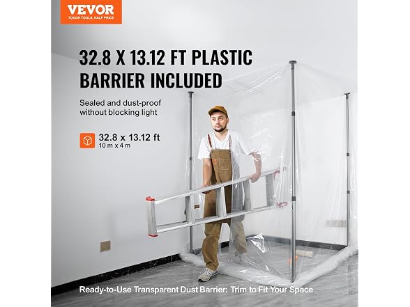 Dust Barrier Poles, Carry Bag, 10 Ft Poles with