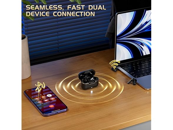IAMJOY Gaming Earbuds ANC 2.4GHz & BT