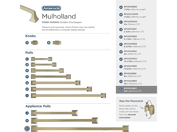 Amerock Corp | Appliance Pull | Golden Champagne