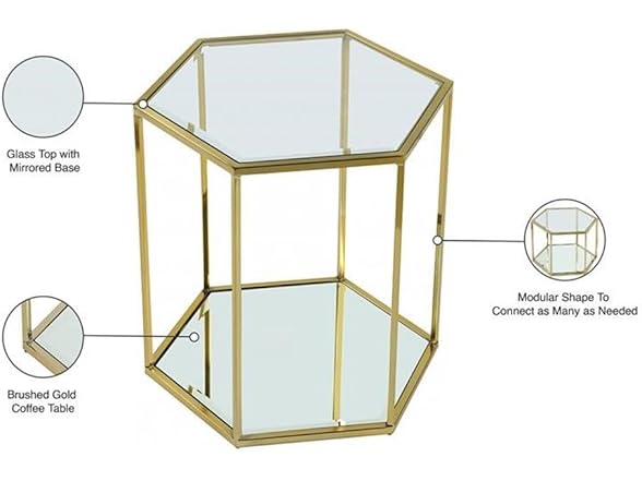 Sei Gold Glass & Steel End/Side Table