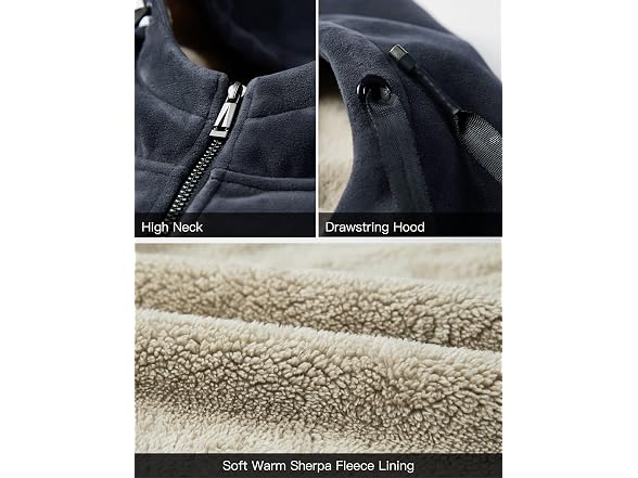 Flygo Men (L) Fleece Sherpa Lined Full Zip Hoodie