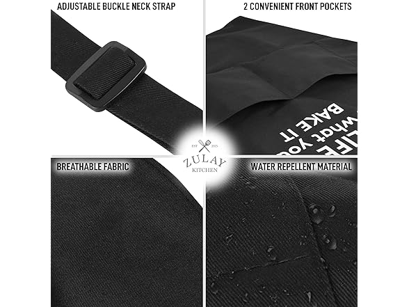 Funny Kitchen Aprons w/ Pockets 2-Pack