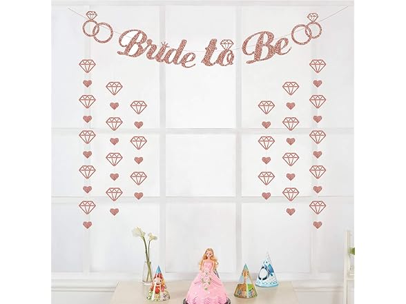 Glitter Rose Gold Bride to Be Banner