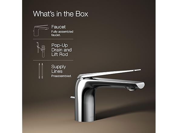 KOHLER 97345-4-CP Single-Handle Bathroom Sink Faucet