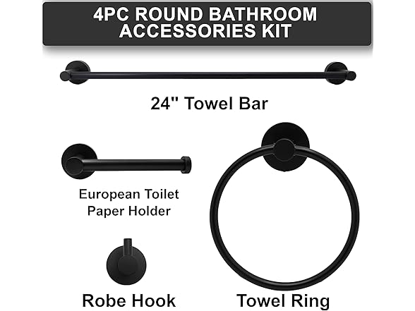 Westbrass A101-62 Modern 4-Piece Bathroom Hardware Set
