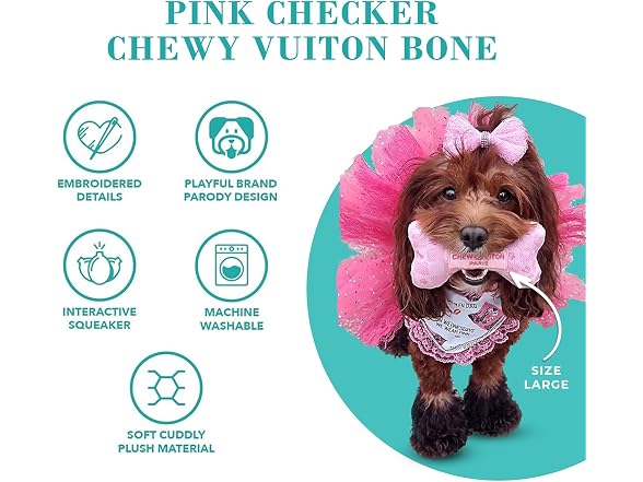 Haute Diggity Dog Chewy Vuiton Bone Plush Squ