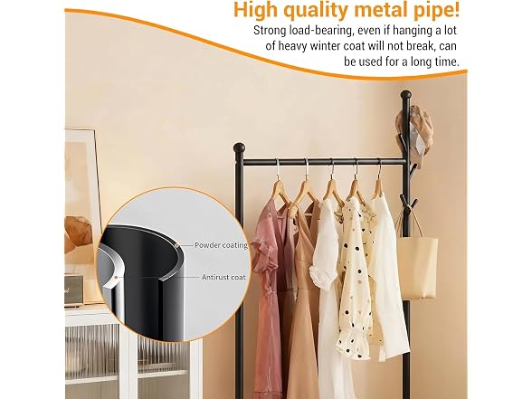 Heavy-Duty Portable Clothes Rack with Wheels Black
