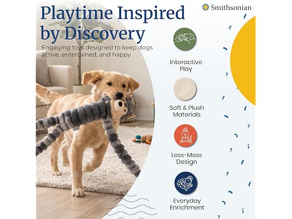 Smithsonian Long Animals Dog Toy – Stuffing-Free Wolf