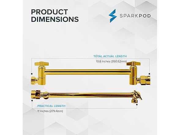 SparkPod 11" Shower Head Extension Arm