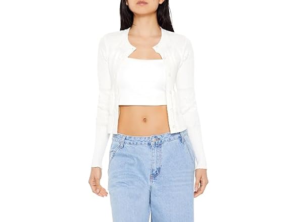 Forever 21 Women Mixed Knit Cardigan Sweater
