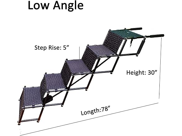 Upgraded Dog Stairs, Metal Frame Foldable Large Dog Step