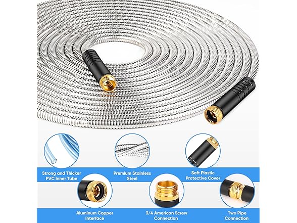 Itsonestep Stainless Steel Garden Hose - 50ft