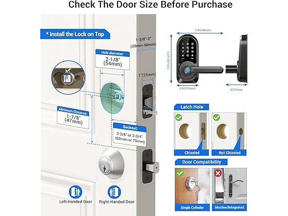 Veise RZ09 Smart Lock, 7-in-1 Keyless Entry