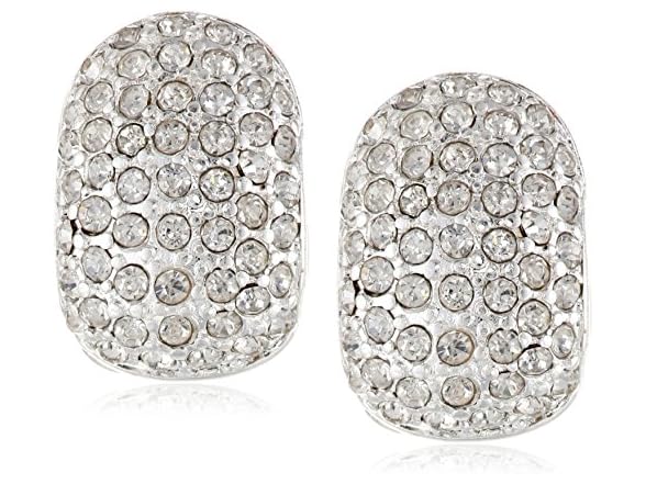Anne Klein Pave Hoop Clip On Earrings