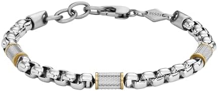 Fossil Men's All Stacked Up Two-Tone Stainless Steel Chain Bracelet