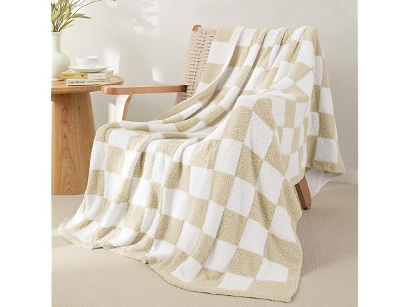 Whale Flotilla Checkered Knit Blanket