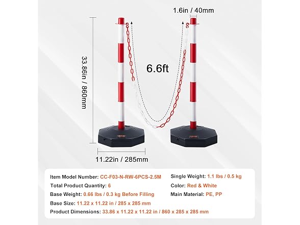 Adjustable Traffic Delineator Post Base6.6FT