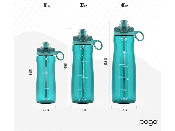 Pogo Bottle with Soft Straw Lid, 18 oz, Teal