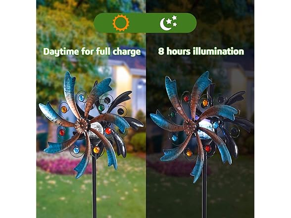 ALLADINBOX 57 in Solar Wind Spinner with LED Lights Blue