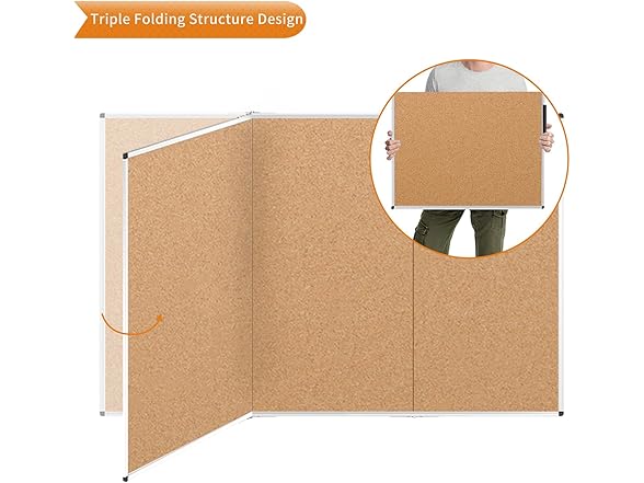 VIZ-PRO Cork Board, 96x48", Foldable