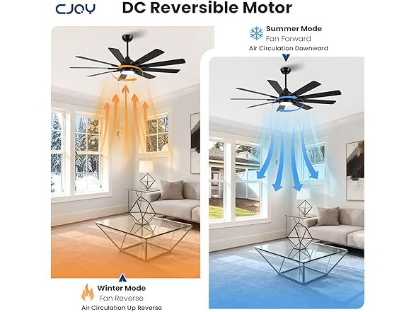 CJOY 62in Ceiling Fan 9-Blade 3CCT
