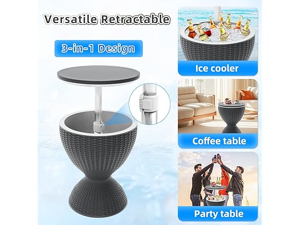 Black Patio Bar Side Table